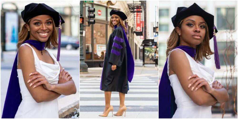 Young lady celebrates after graduating from law school, adorable graduation photos light up social media