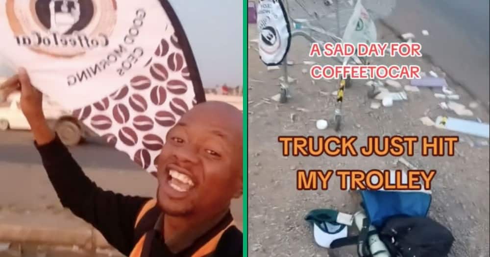 A man's coffee business was revived after a truck hit his trolley