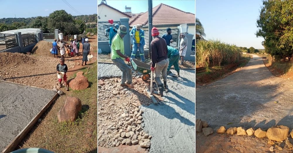 Community, unites, street, paving, waiting, government