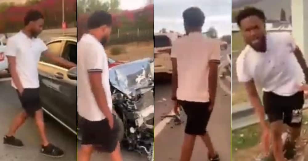 Drunk, Local Guy, Video, After Crashing, His Luxury, Mercedes Benz, Car