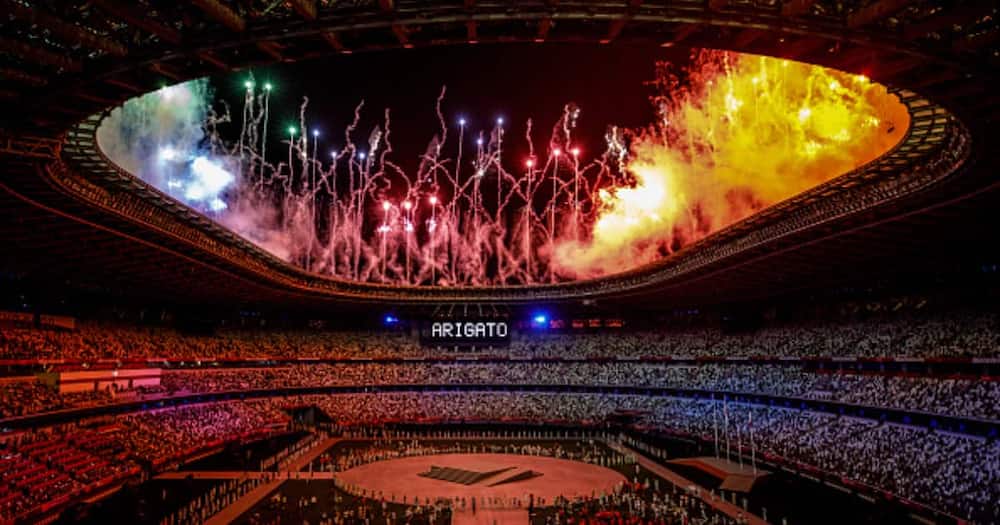 Closing Ceremony at the Olympic Stadium. Fireworks at the end of the closing ceremony (Photo by Ayman Aref/NurPhoto via Getty Images).