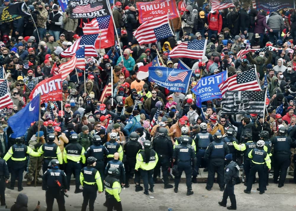 Trump supporters clash with police on January 6, 2021 at the US Capitol