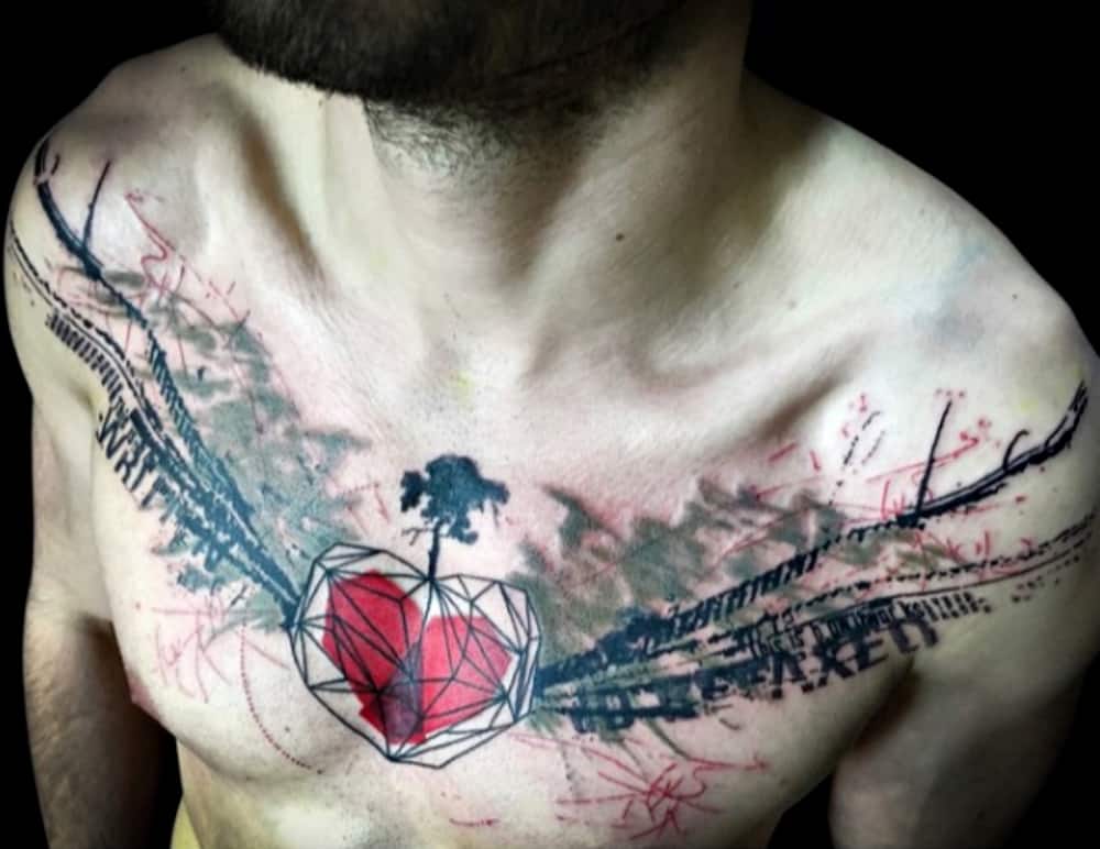 Heart chest tattoo
