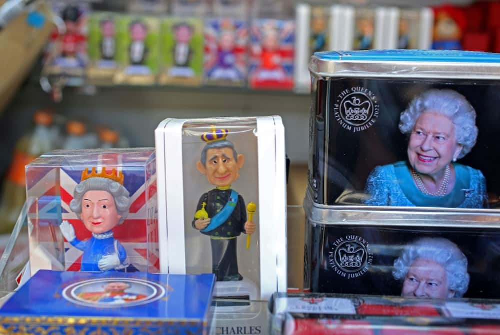 Souvenirs with the image of Charles's mother Queen Elizabeth II are still doing well, according to shopkeepers