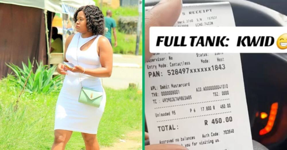 Woman shares reciepts of filling up her tank.