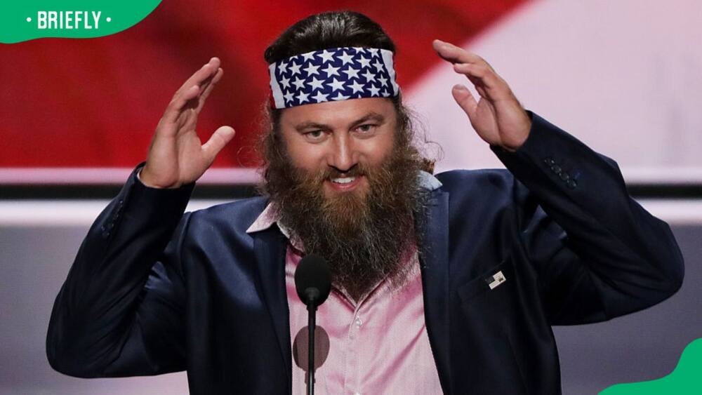 Willie Robertson speaking during an event at the Quicken Loans Arena