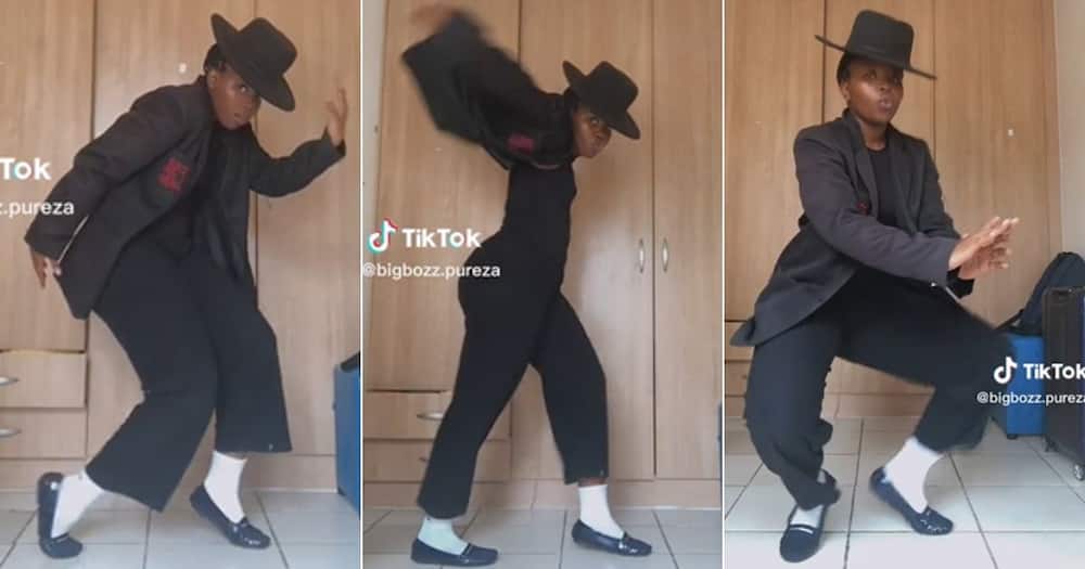 Lady dancing like Michael Jackson