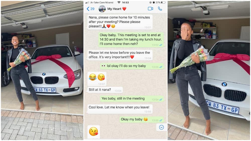 Lady shows great excitement at receiving car gift from her man