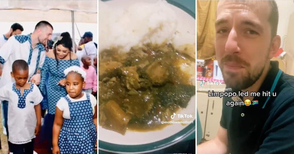 White Man married to woman from Limpopo tries traditional food