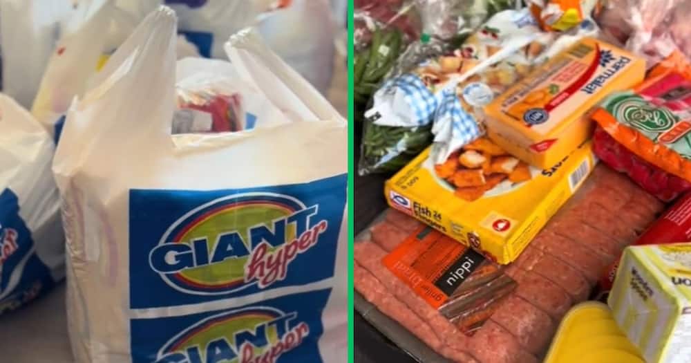 Woman covers her whole house with R5K groceries