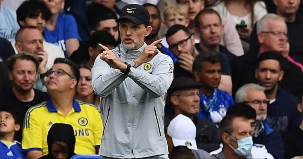 Thomas Tuchel reacts during Chelsea's encounter with Man City. Photo: Getty Images.
