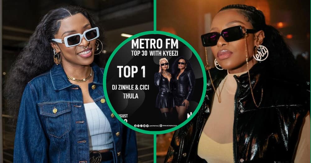 DJ Zinhle and Cici's song 'Thula' topped the Metro FM chart