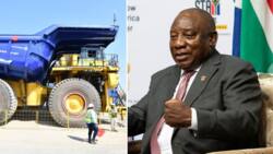 President Cyril Ramaphosa unveils Anglo American hydrogen powered truck at Mogalakwena mine in Limpopo