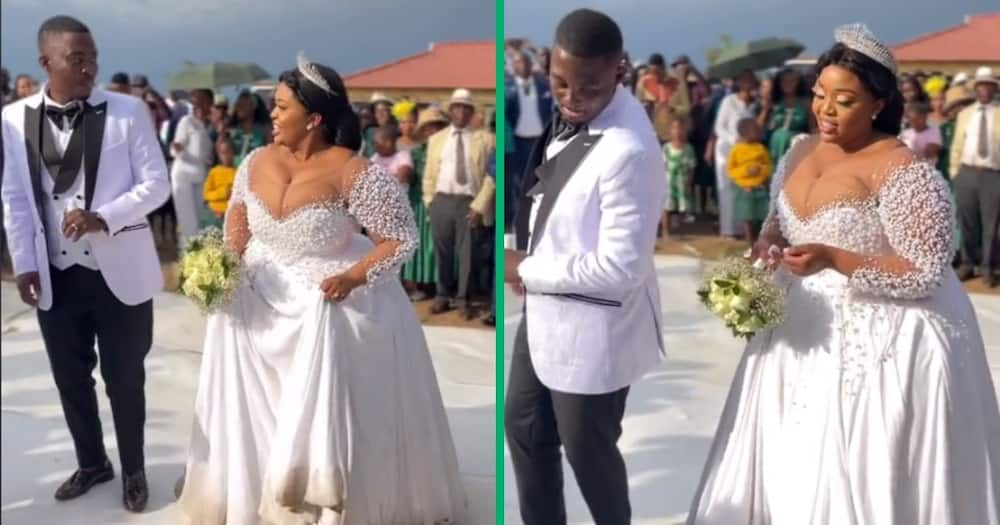 Bride and groom dancing