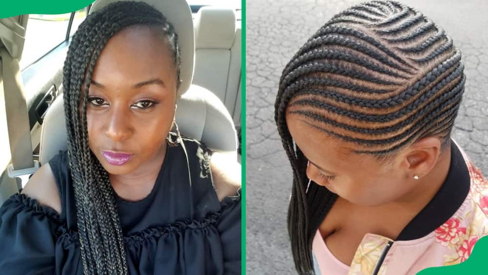 Side-swept Fulani braids