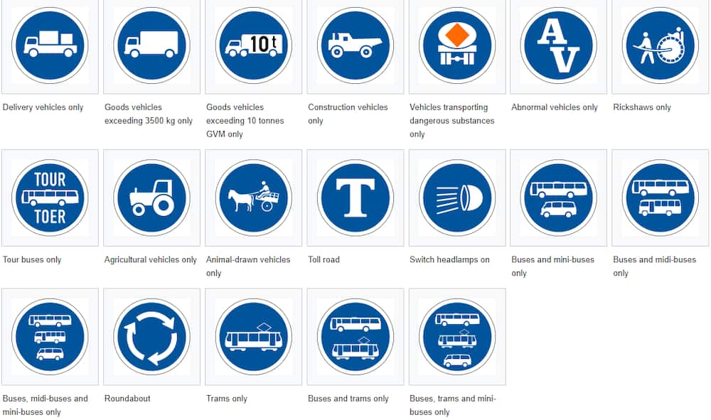 Road signs in South Africa and their meanings