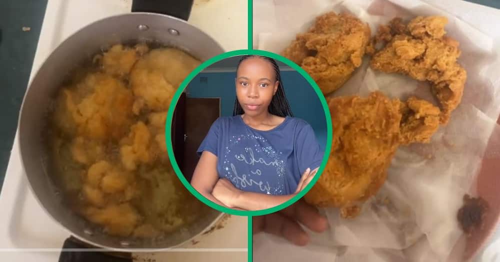 Lady fails at making amagwinya in TikTok video
