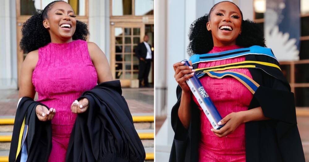 A mom of two girls is happy about obtaining her postgraduate diploma from UWC
