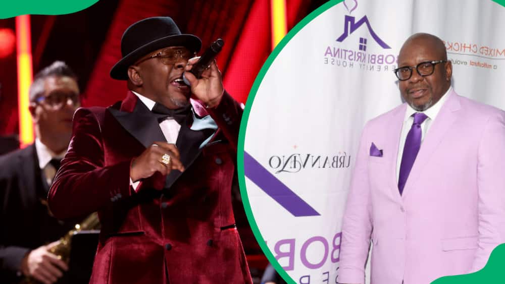 Bobby Brown performs onstage (L). The singer attends Bobbi Kristina Serenity House 4th Annual Gala (R)