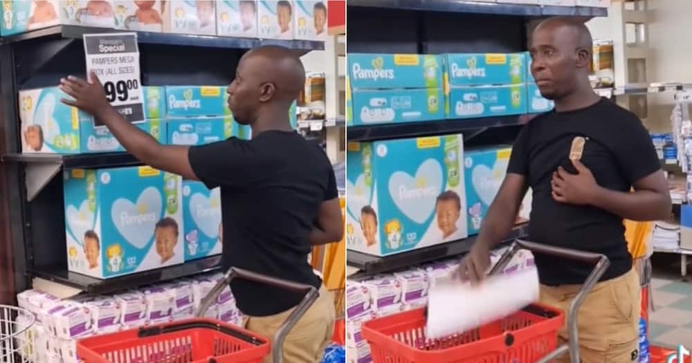 Man reacts to seeing price of diapers
