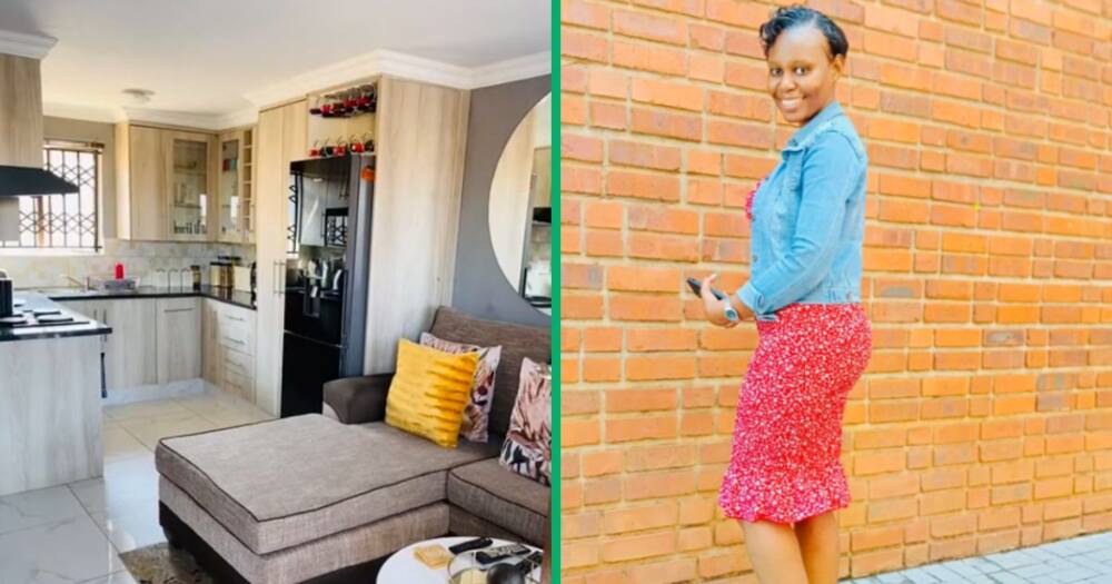 A woman showed off her house after renovations.