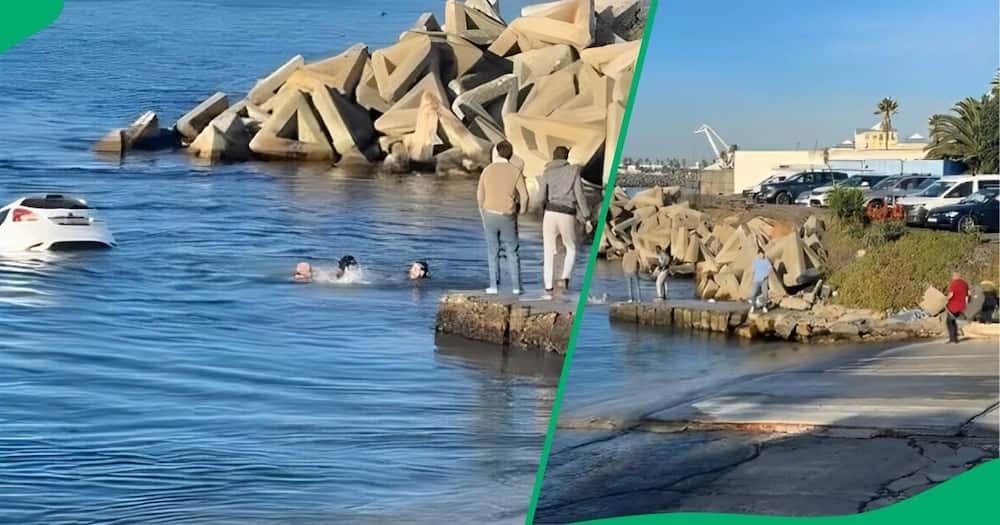 A Cape Town motorist sped his car into the ocean.