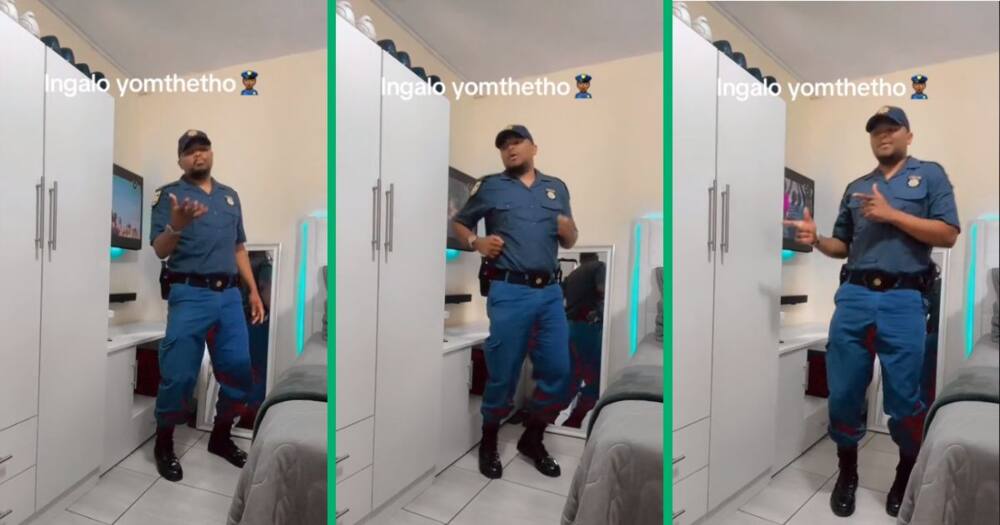 SAPS officer dances to amapiano