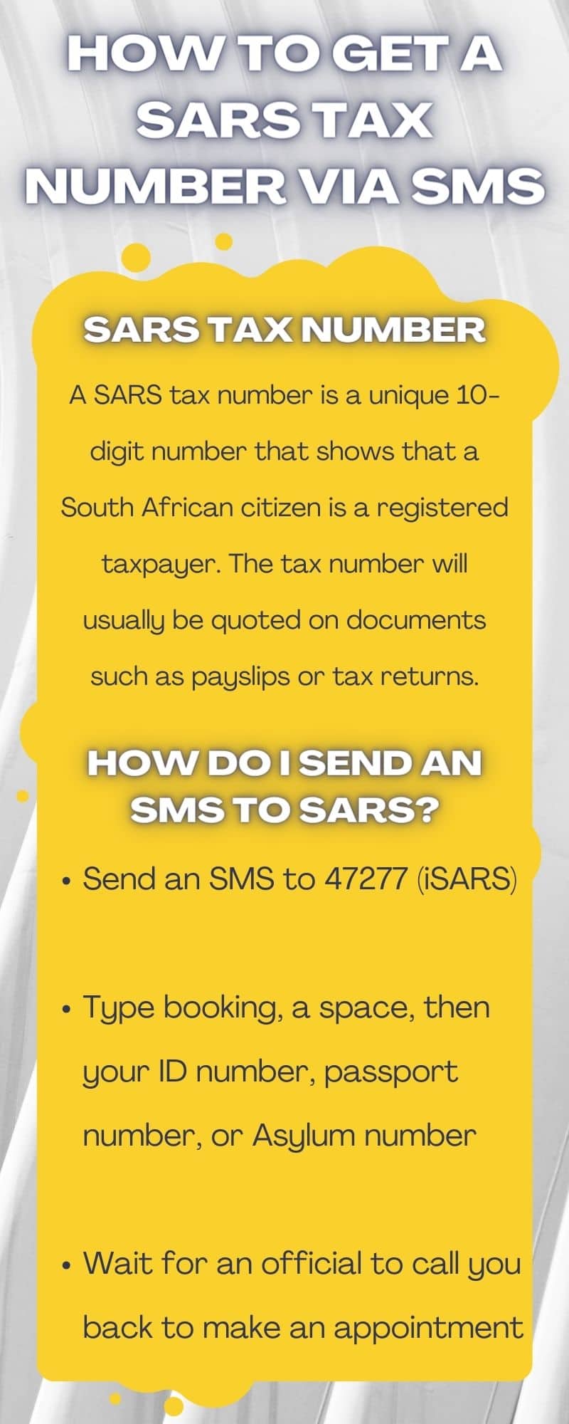 How to get a SARS tax number via SMS