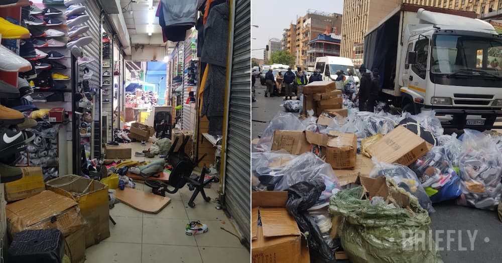 Law enforcement, Operation, Counterfeit goods, Johannesburg CBD, Lieutenant Colonel, Mavela Masondo, Tip off, City centre, Shops, Shoes, Clothing, JMPD