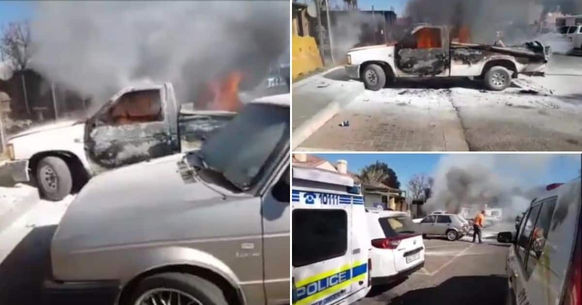 'Abusive' wife torches hubby's bakkie outside police station