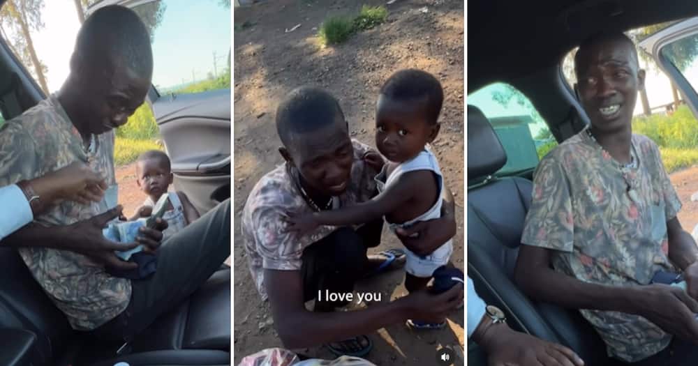 BI Phakathi and the dad and child that he helped BI Phakathi and the dad and child that he helped