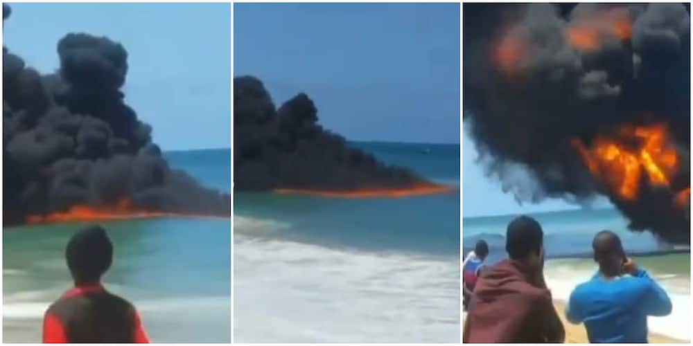 Strange Fire Breaks out on Popular Beach in Lagos, Video Sparks Mixed Reactions