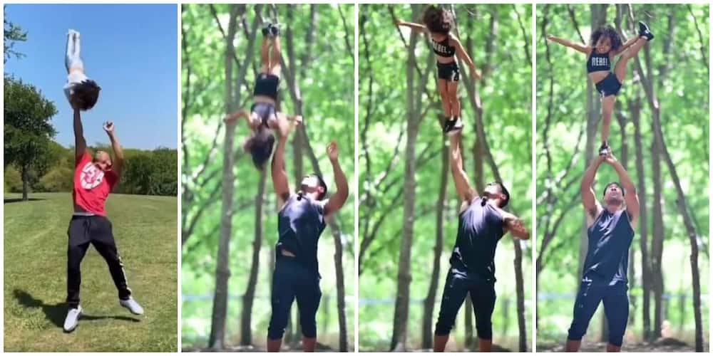 Fearless 4-year-old do acrobatic moves on dad's palm, video stuns many
