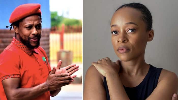 Mbuyiseni Ndlozi praises Mmabatho Montsho for winning an award for the movie "Desmond’s Not Here Anymore" in Paris