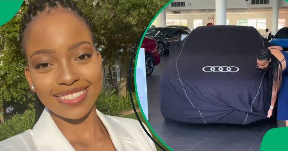 A woman took to TikTok to show off her first brand-new car in a video.