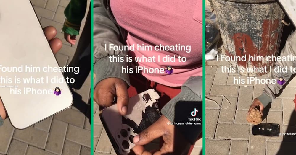 An angry woman destroyed her boyfriend's iPhone
