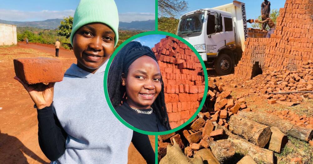 A young woman in Limpopo who makes and sells bricks