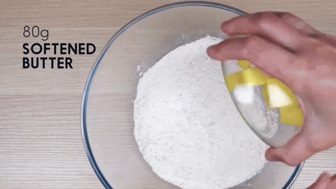 Mixing butter and flour