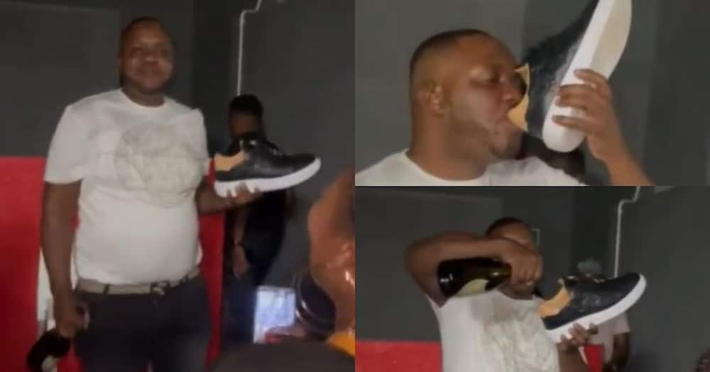 Video, man drinking booze, shoe, Mzansi grossed out, viral
