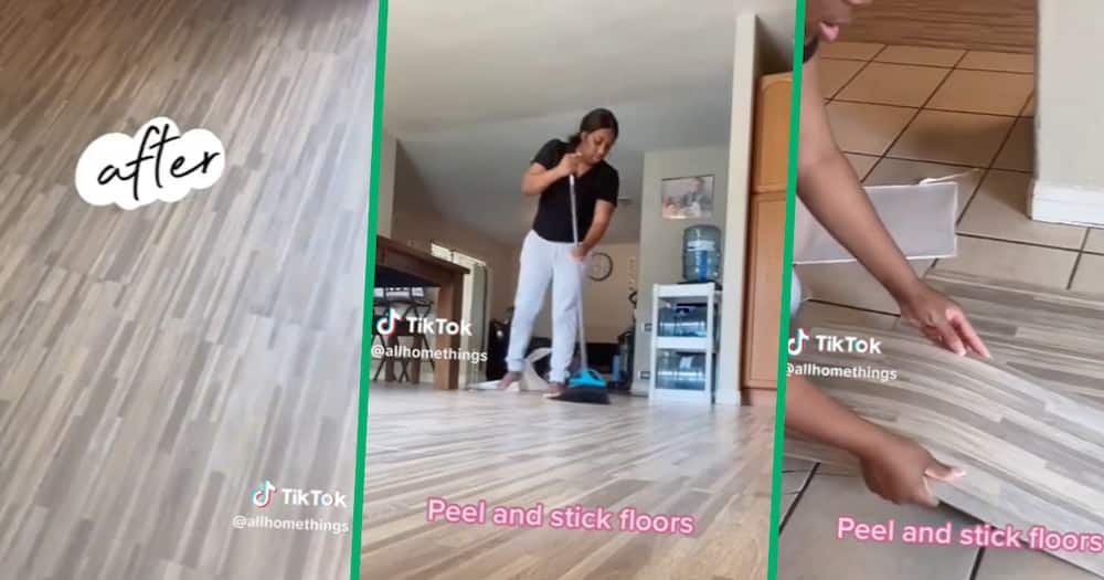 DIY floor transformation in TikTok video