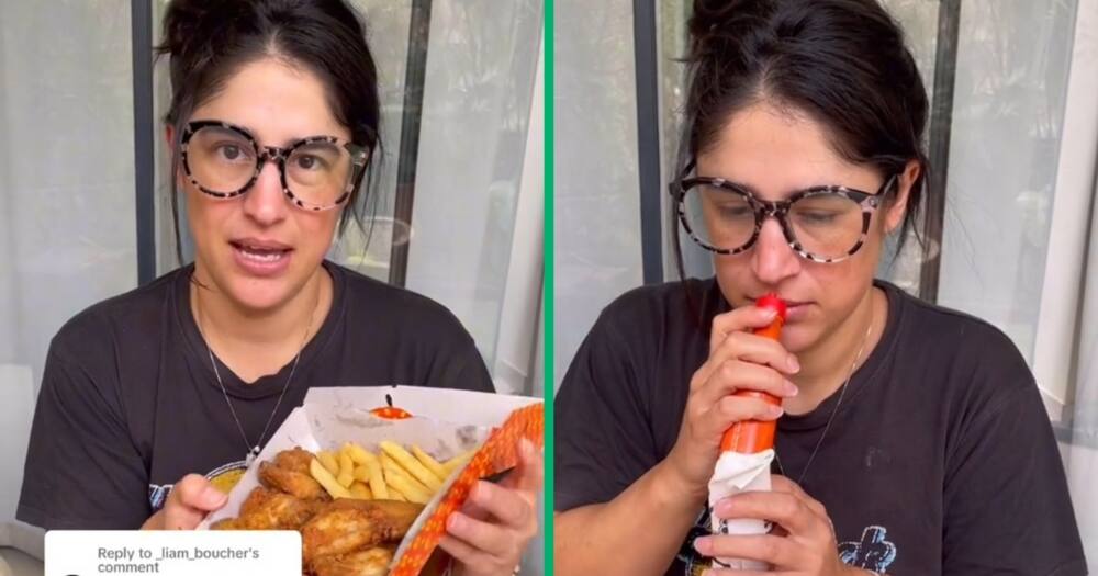 A woman ate Chicken Licken hot wings
