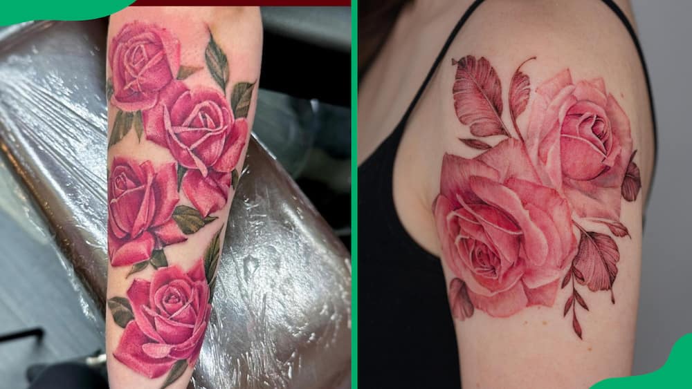Pink rose tattoos