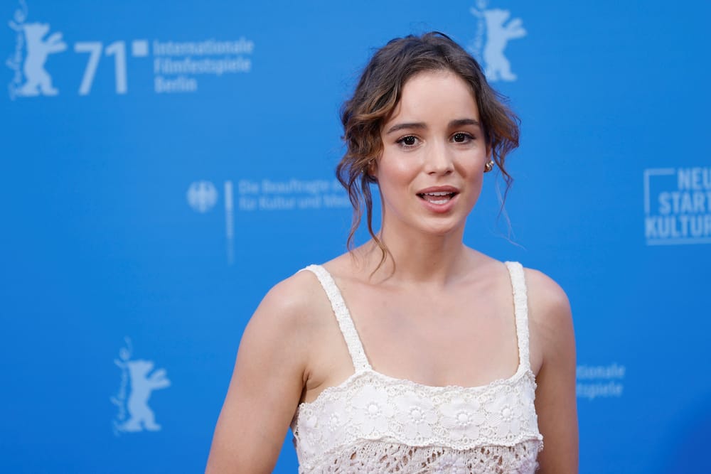 Alba Baptista attends the European Shooting Stars Awards and Ich bin dein Mensch premiere during the 71st Berlinale International Film Festival Summer Special at Freiluftkino Museumsinsel on 14 June 2021 in Berlin.