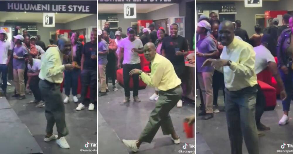 An unruffled gent tore up the dance floor with lit amapiano dance moves.
