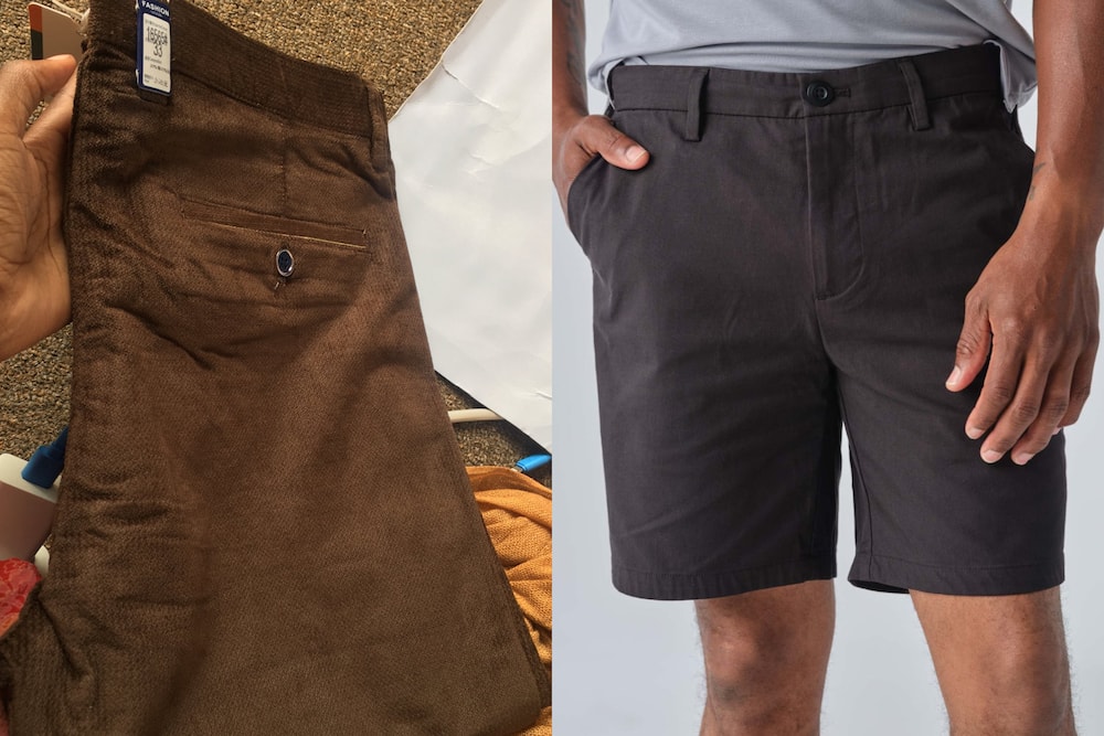 Khaki trouser and a short made with chino fabric