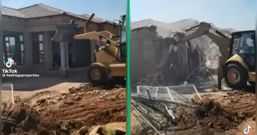 Video of a newly built house being demolished