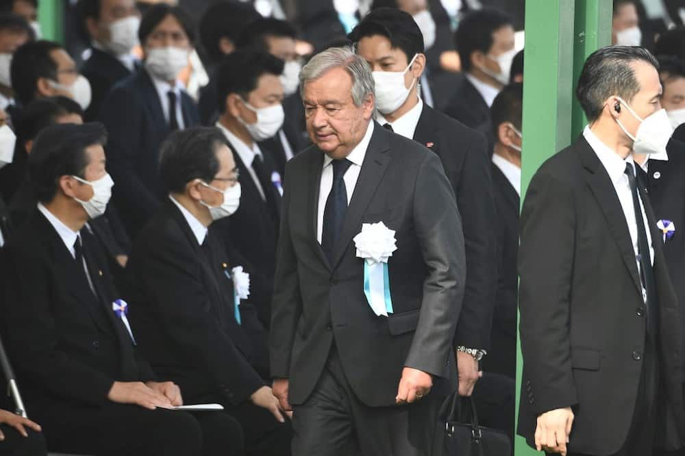 UN Secretary General Antonio Guterres attends an annual memorial in Hiroshima