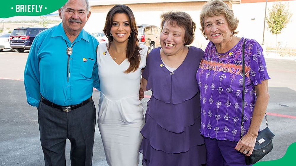 Enrique, Eva, Elizabeth and Ella Eva Mireles attending the grand opening ceremony of a children's rehabilitation centre in 2014 (L-R)