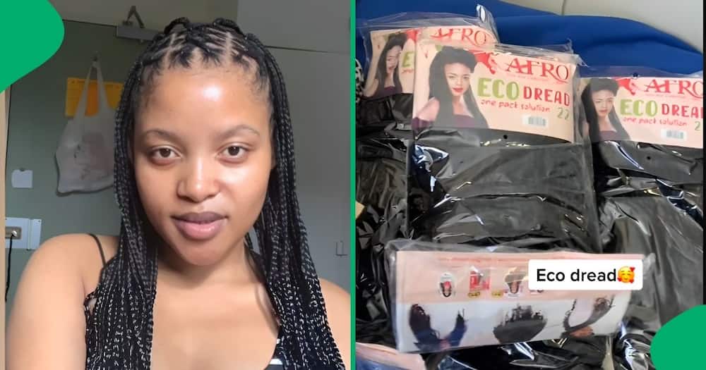 A hairstylist showed a client's new faux loc hairstyle and the R2,250 price tag